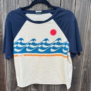 MOTHER Navy and Cream Wave Tee